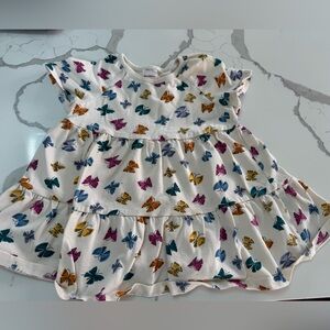 Hanna Andersson White Tee Dress with Multicolor Butterfly Print
